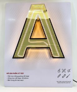 Chữ Inox màu vàng gương cắt laser họa tiết tròn