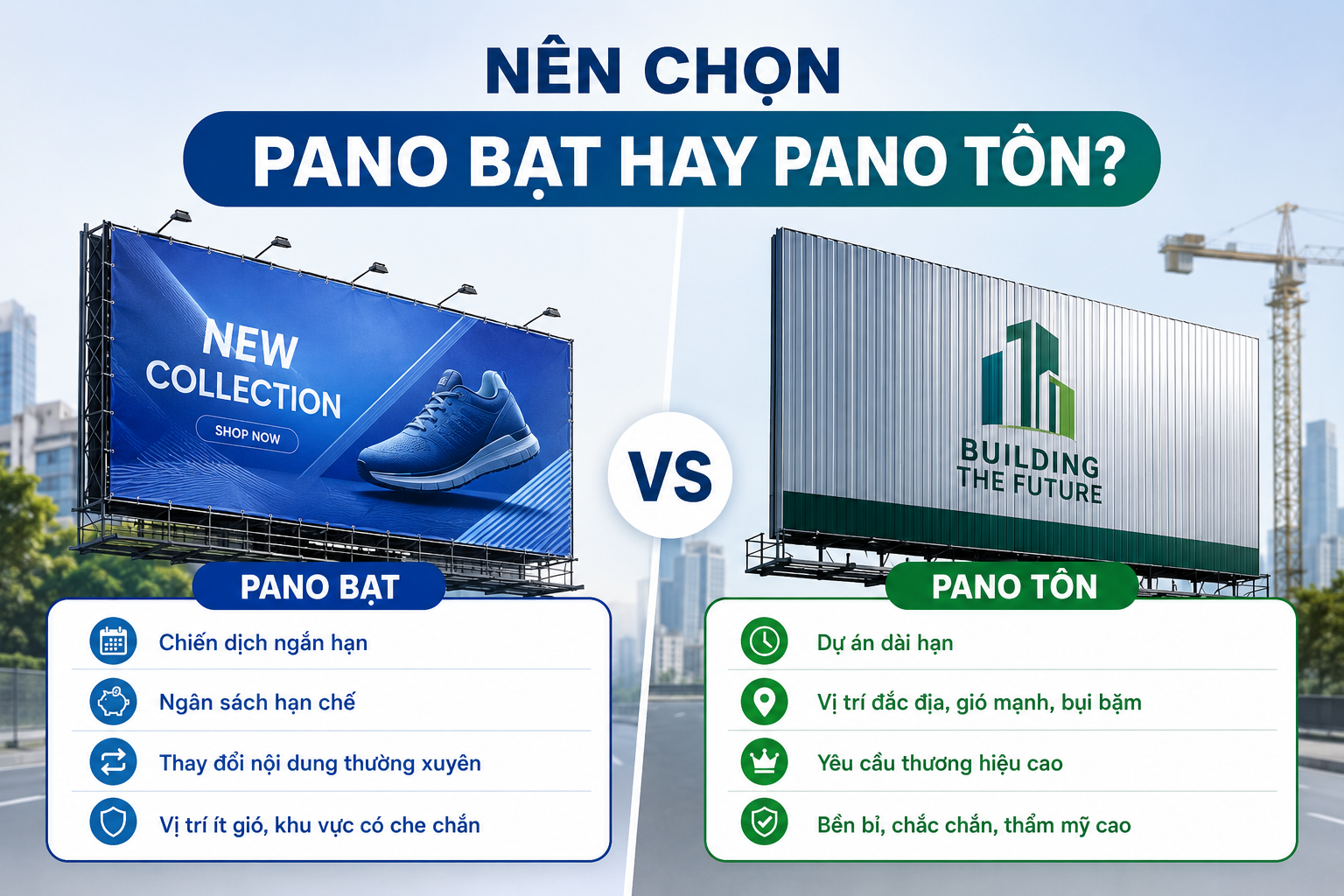 Nên chọn pano bạt hay pano tôn